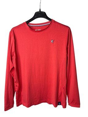 White Water Mens Long Sleeve Shirt Size L Vented Coral Red Embroidered Logo